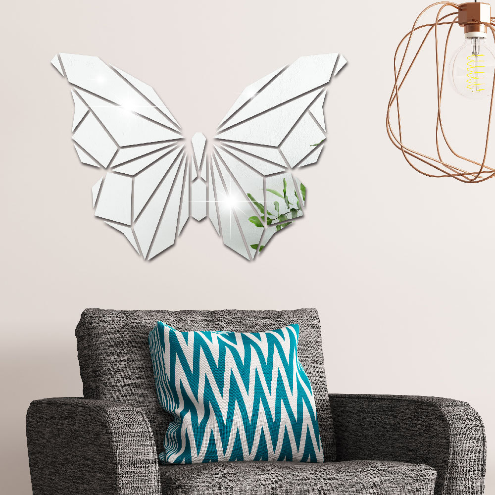 jm377几何动物蝴蝶立体亚克力镜面贴创意电视背景墙装饰墙贴