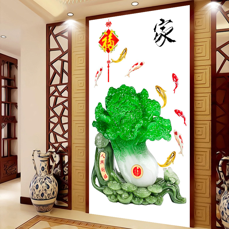 十字绣百财纳福2022新款线绣客厅白菜小幅卧室餐厅简单图一件代发百财