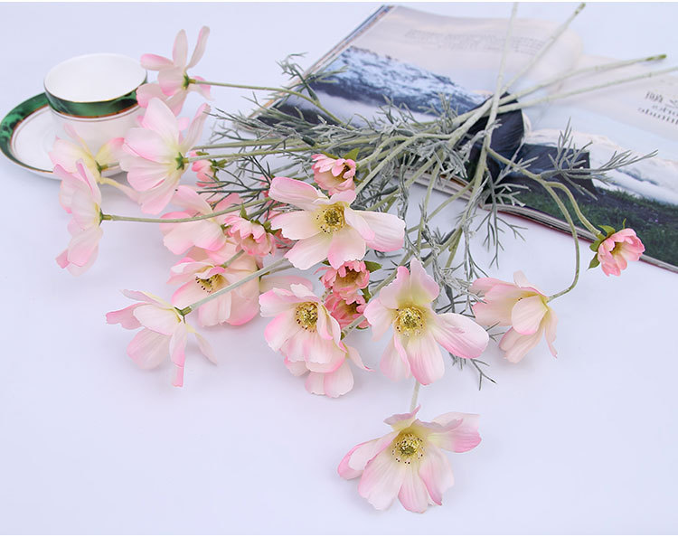 仿真花 小波斯菊花束婚庆花艺室内装饰客厅假花绢花摆件 厂家直销