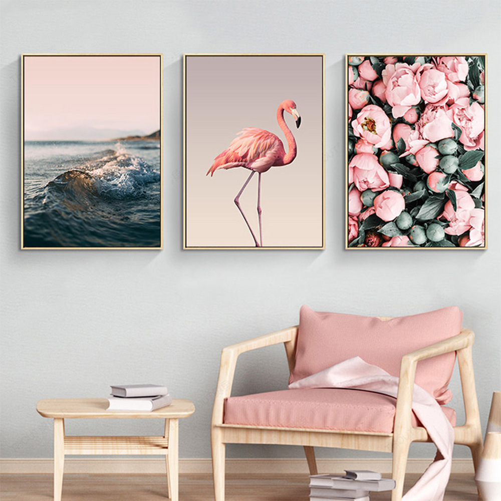 火烈鸟装饰画客厅挂画沙发背景墙画北欧壁画现代简约ins餐厅墙画
