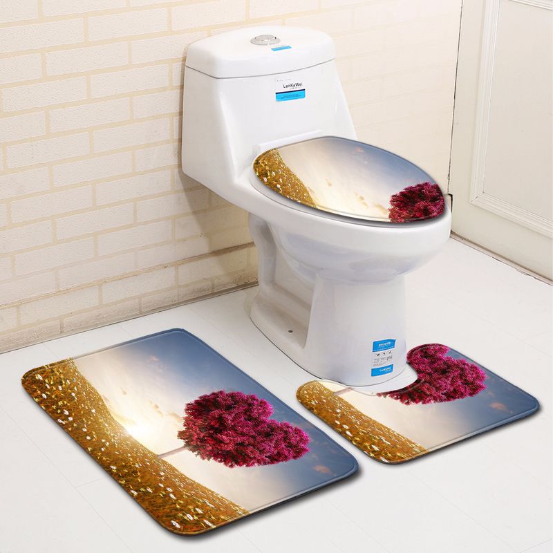 3d心形卫浴马桶三件套地垫门垫浴室地毯ebay亚马逊速卖通现货货源