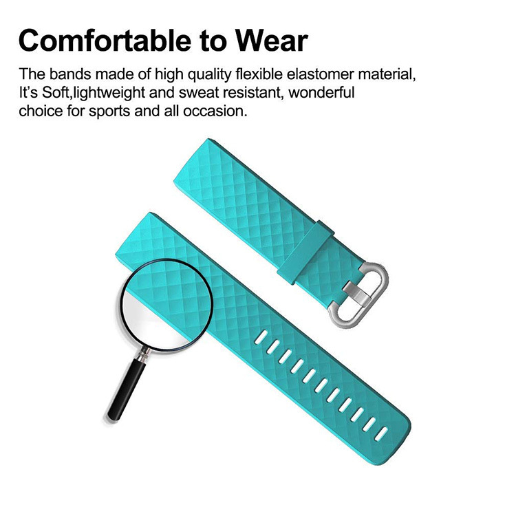 Fitbit Charge3/4 Smart Watch Strap 3D Diamond Pattern Breathable Silicone Wristband Replacement Belt Accessories