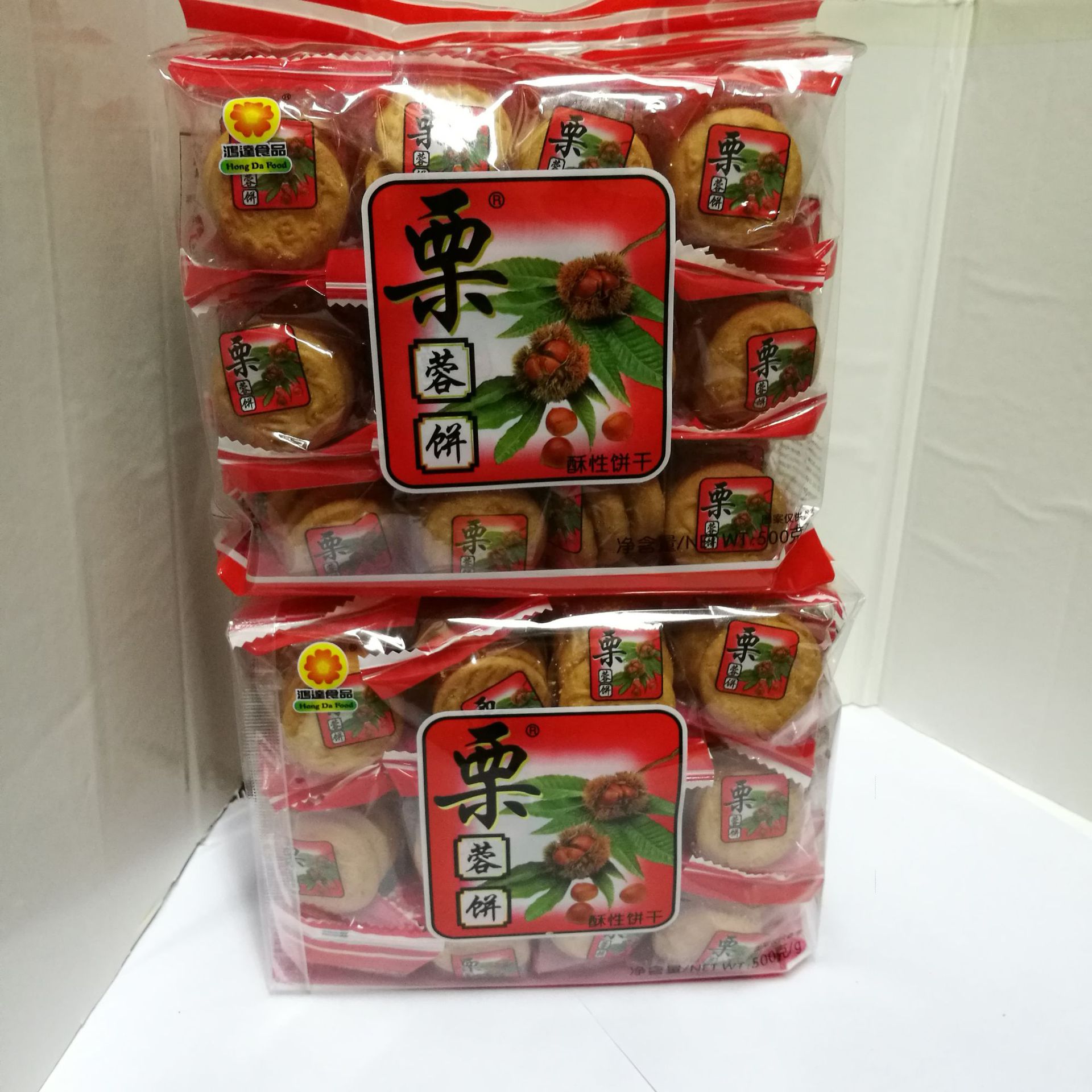 鸿达 栗蓉饼 红枣核桃饼 绿茶饼 500g*18 休闲 办公室 零食 批发