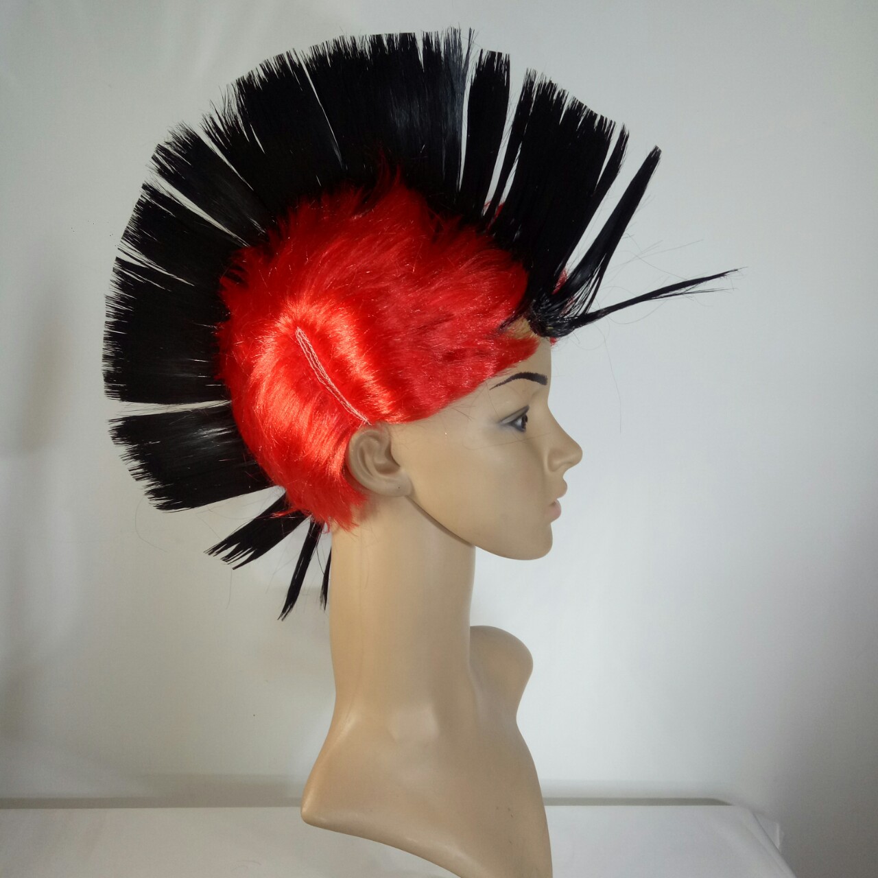 化装舞会鸡冠头假发红黑色cos假发年会道具