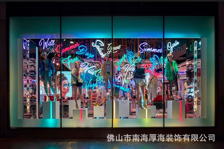 品牌珠宝店橱窗展示柜 透明玻璃珠宝展柜 不锈钢项链展示柜子带灯