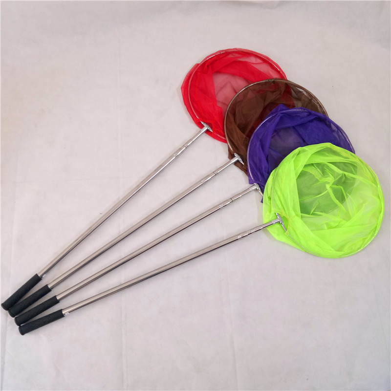 厂家直销不锈钢压花黄套加固抄网杆 抄鱼杆伸缩定位 可配鱼叉抄网