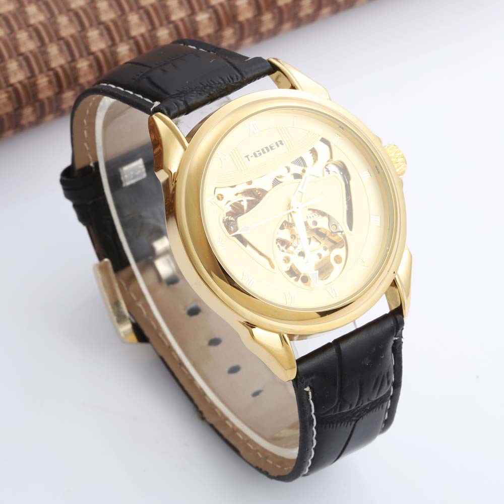 tgoer高尔全镂空男士全自动机械表男自动机械表皮带一件代发