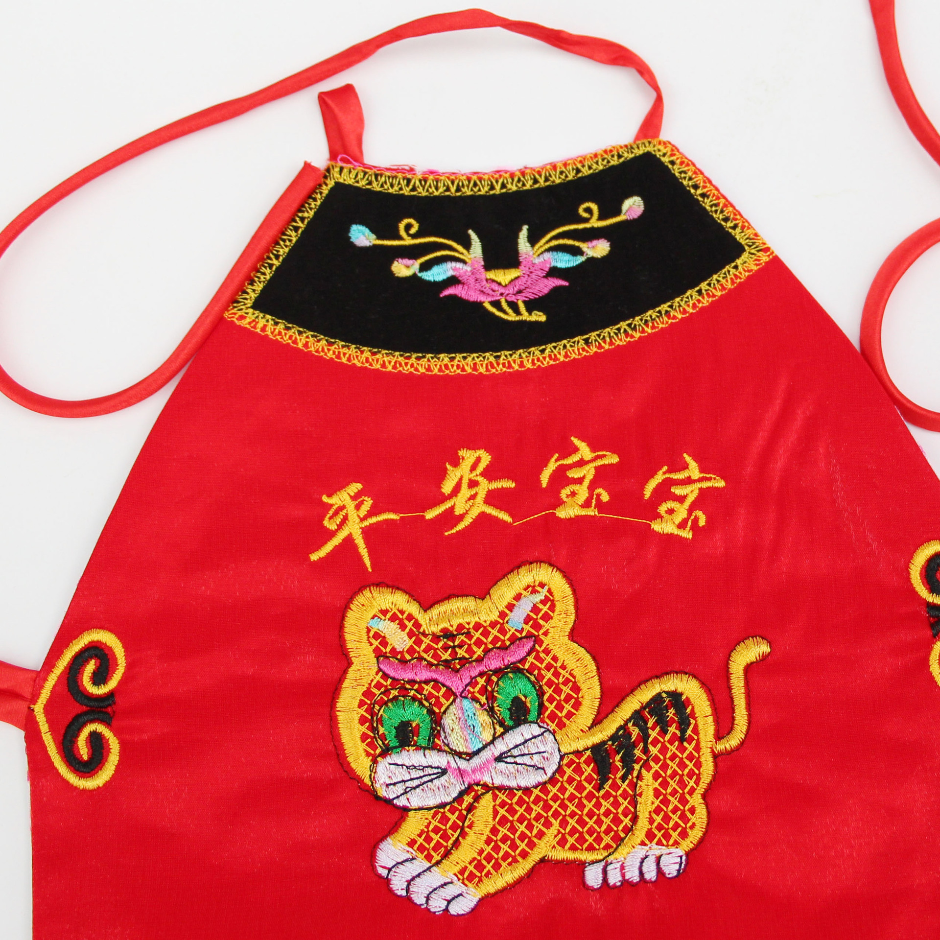 端午节宝宝刺绣连体老虎五毒肚兜 可加艾绒包 纯棉里料 空心带子