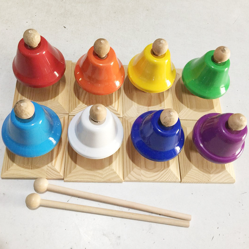 创意音感钟打击乐器 八音课铃碰钟 彩色8音课钟手按铃按钟
