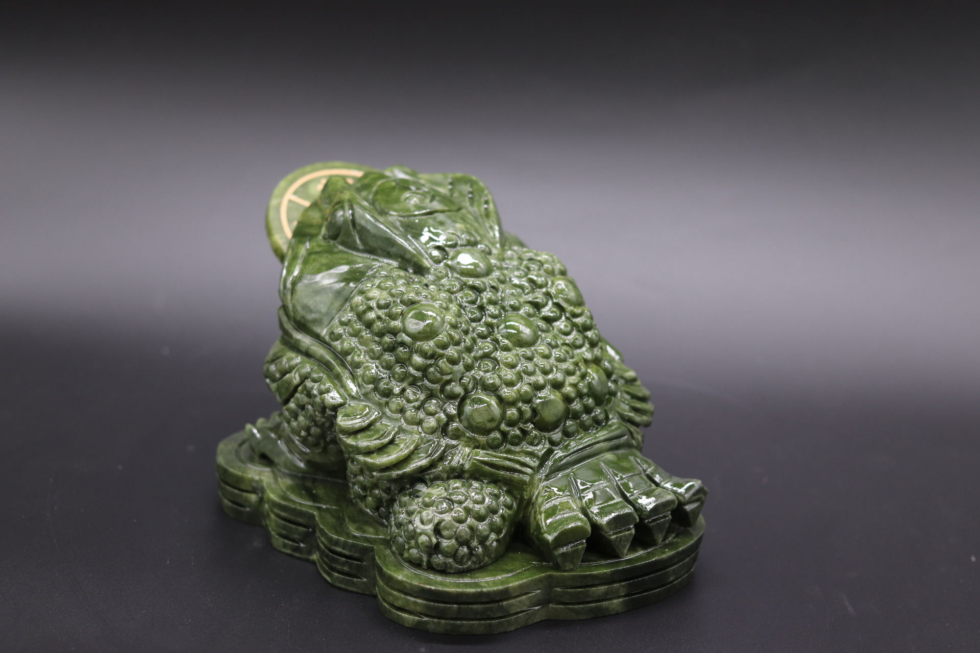 天然南玉大三脚金蟾茶宠摆件玉雕岫玉蛇纹玉招财纳福工艺品小礼品