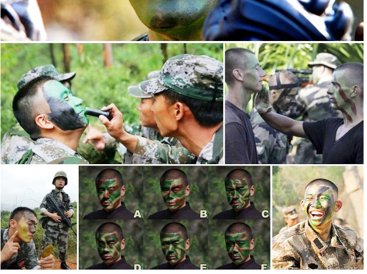 三色迷彩油套装 伪装面部 仿生油彩脸彩油盒装 户外cs野战军迷彩