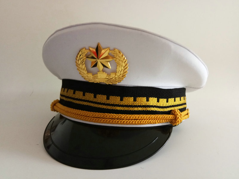 新款白色大盖帽成人白色保安大盖帽白色乐队大盖帽表演大盖帽