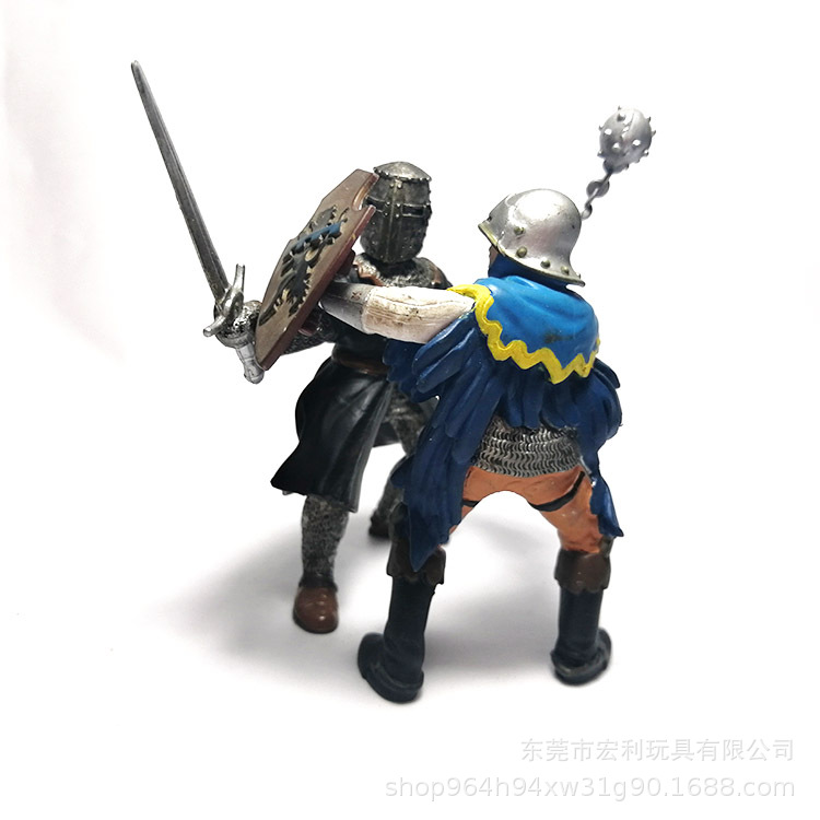 东莞厂家8折定制pvc中世纪军事战争古代兵人剑盾士兵玩具模型