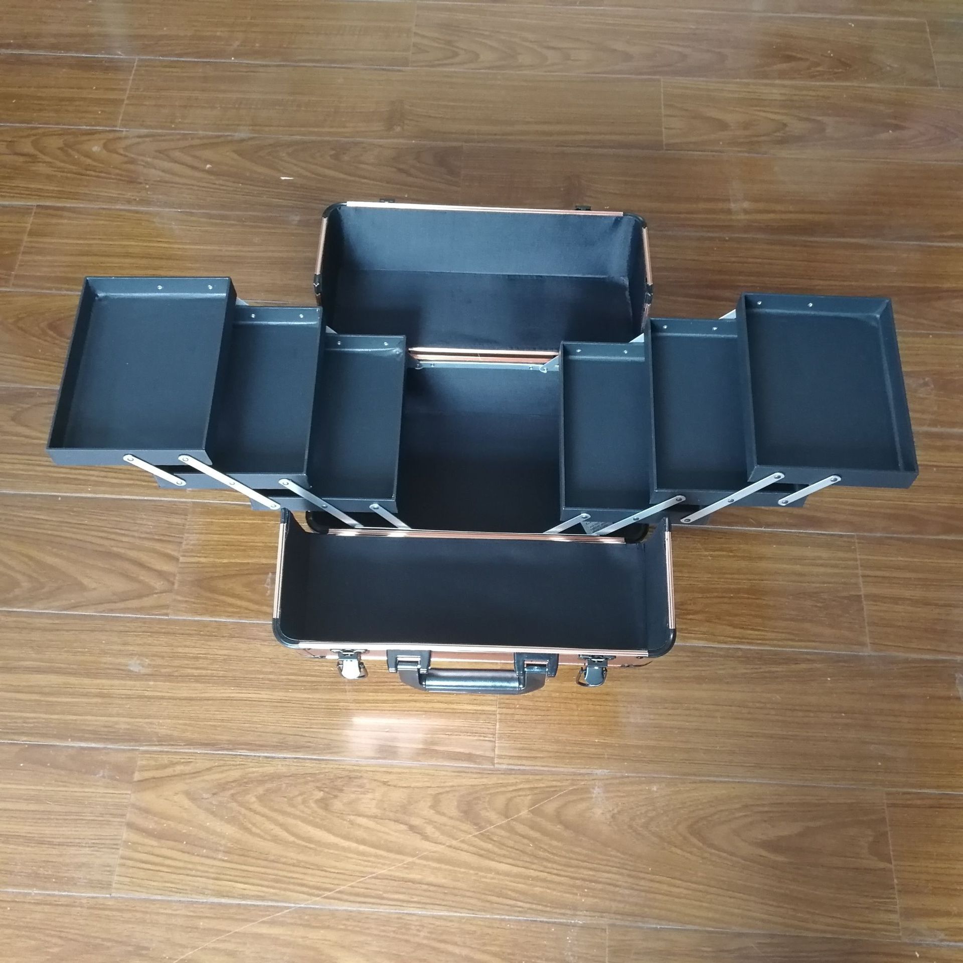 轩泽丽玫瑰金色专业多层铝合金化妆箱 纹绣工具箱纹眉师专用外出