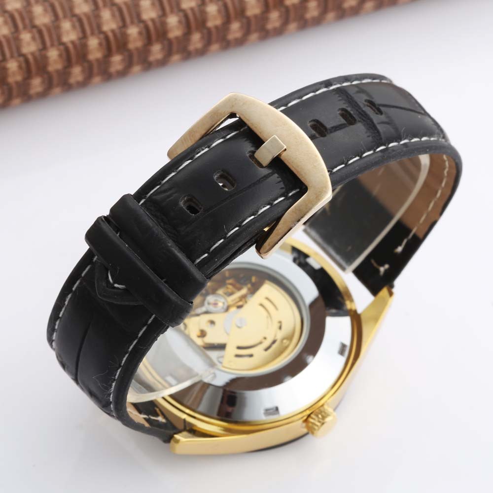 tgoer高尔男士手表简约风格全自动机械皮表带防水商务男腕表