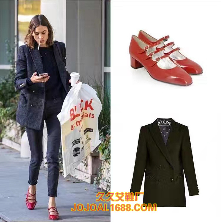 mary jane shoes玛丽珍时装单鞋漆皮环带粗跟oem私人定制加工生产