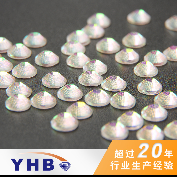 Factory Yhb Hot Middle East Hot Fix Rhinestone round Transparent Magic Color Glass Drill 4mm Wedding Dress Decoration Middle East Hot Fix Rhinestone