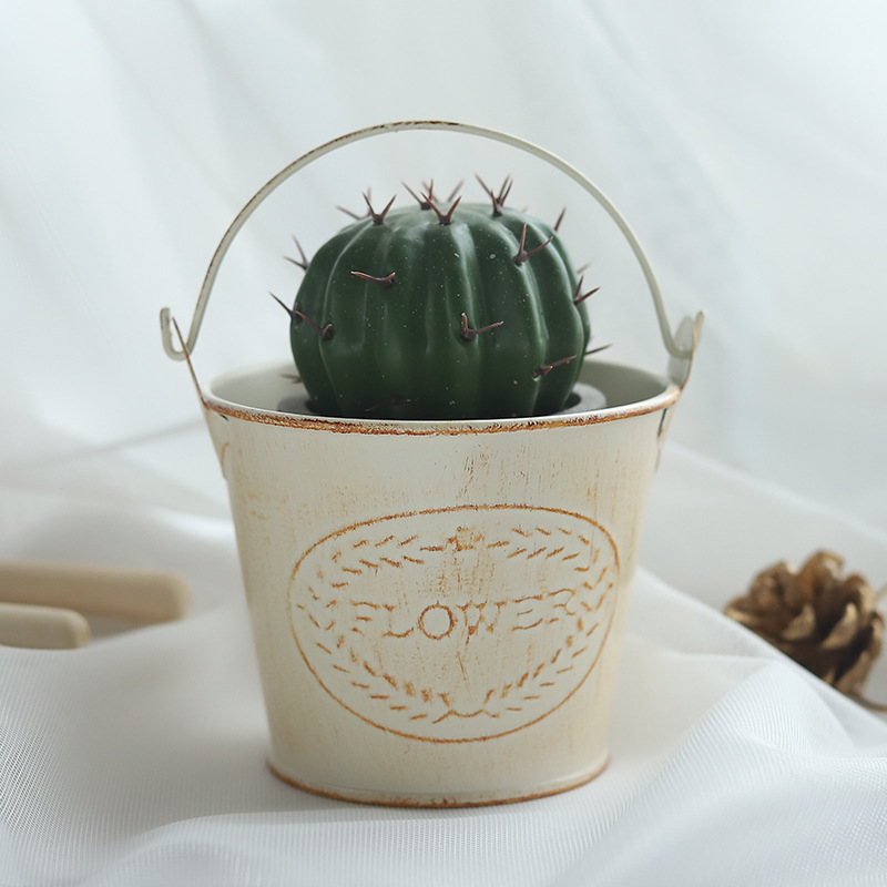 Retro Distressed Mini Iron Bucket Succulent Plant Small Flower Bucket Flowerpot Decoration Crafts