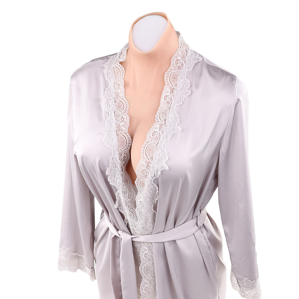 短款高领露背半身实心义乳 cd伪娘胸衣假乳房 变装硅胶义乳假胸