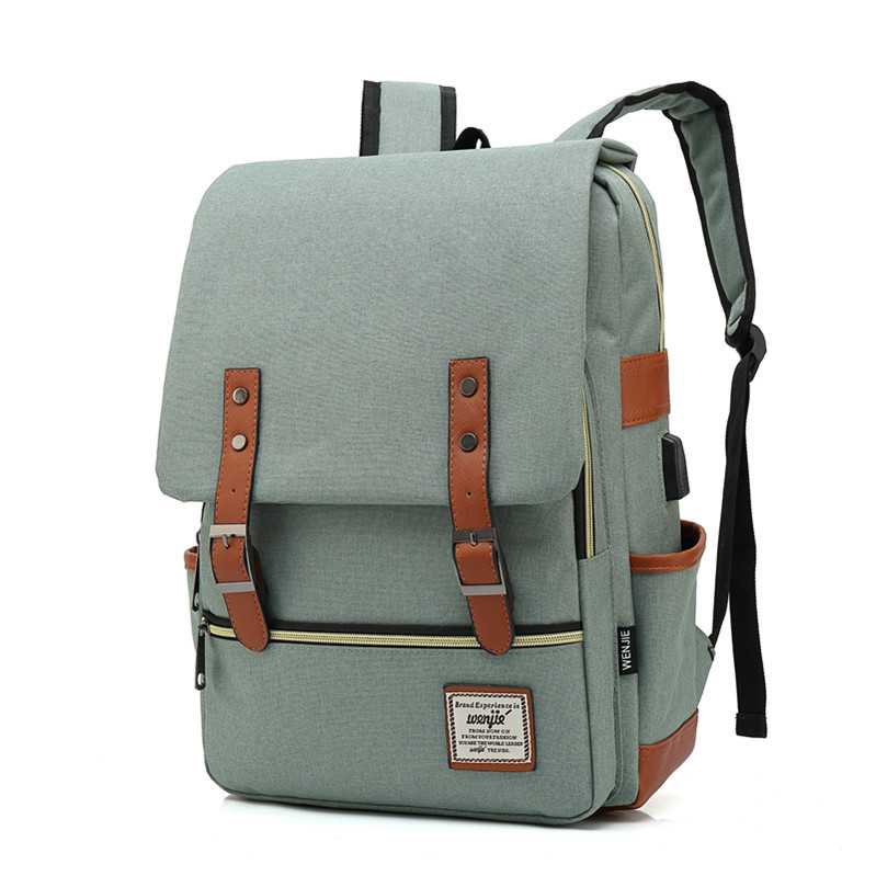 Foreign Trade New USB Personality Retro Men's and Women's Outdoor Canvas Large Travel Backpack Fashion Backpack Wholesale One Piece