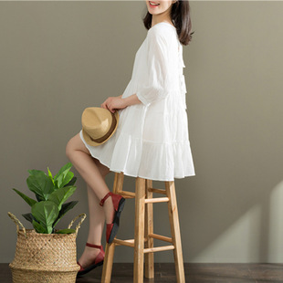 棉白裙