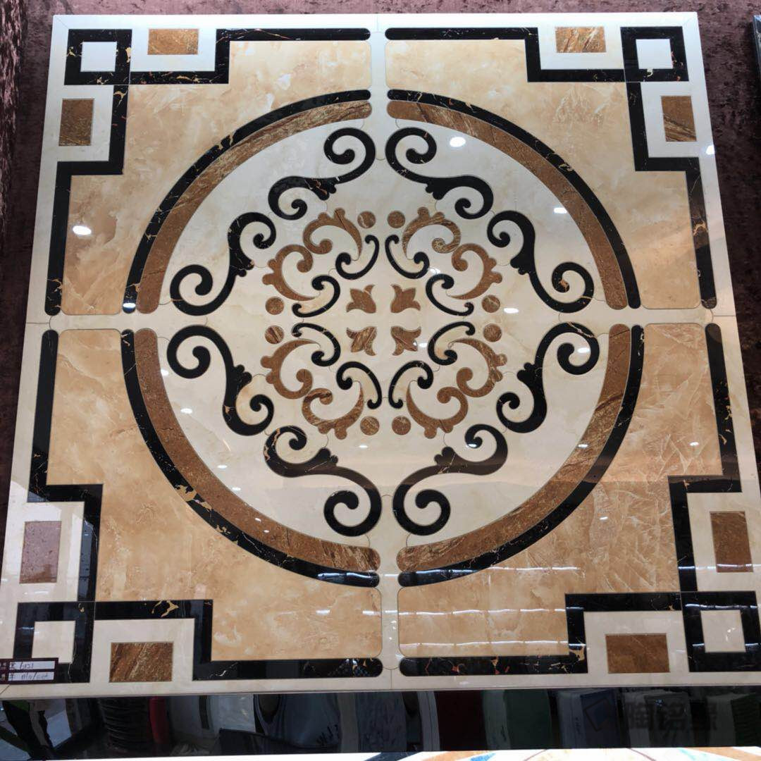 水刀拼图客厅拼花瓷砖1.2米*1.2米入户地板砖 拼花