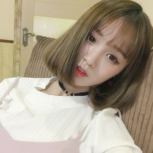 韩假发女中分刘海中长发齐肩短发网红同款蓬松自然逼真锁骨直发