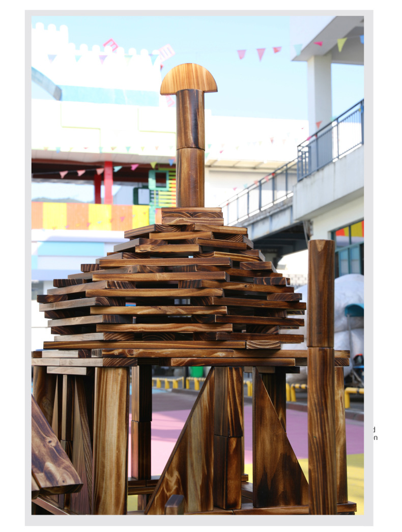 幼儿园儿童户外大型积木碳化炭烧木制质搭建大积木玩具构建区批发