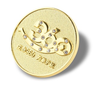 圆形不锈钢拉丝徽章企业定制促销胸章柯式印刷金属滴胶徽章