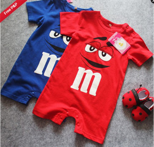 ins外贸童装新款短袖爆款mm豆纯棉男女连身哈衣厂家一件代发