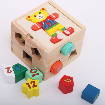 小熊立体拼图智力盒二合一益智玩具几何形状数字颜色认知镶嵌玩具