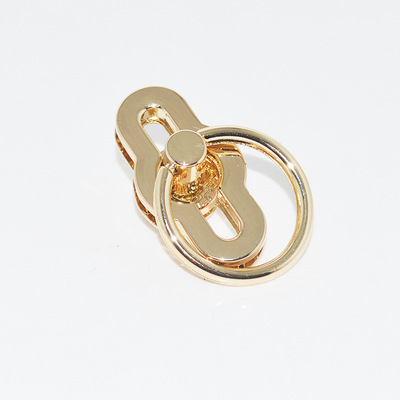 2018新款箱包皮具五金配件 压铸合金装饰锁扣 圆环牛鼻扳锁 浅金