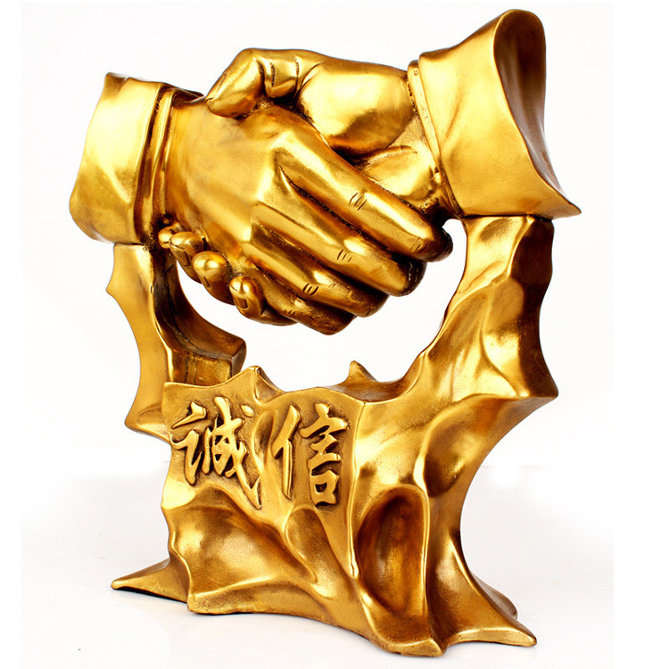 琅玉祥诚信共赢握手合作摆设品办公室摆件工艺品开业握手乔迁礼品