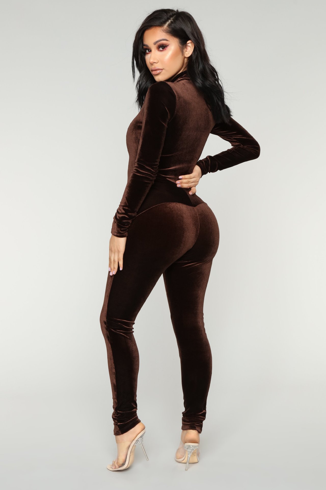 n338 外贸欧洲站新款韩国绒紧身长袖连衣裤 厂家货源一件代发