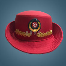 铁路学员大红色女帽动车服装配饰高铁演出卷边帽子铁路帽防护帽