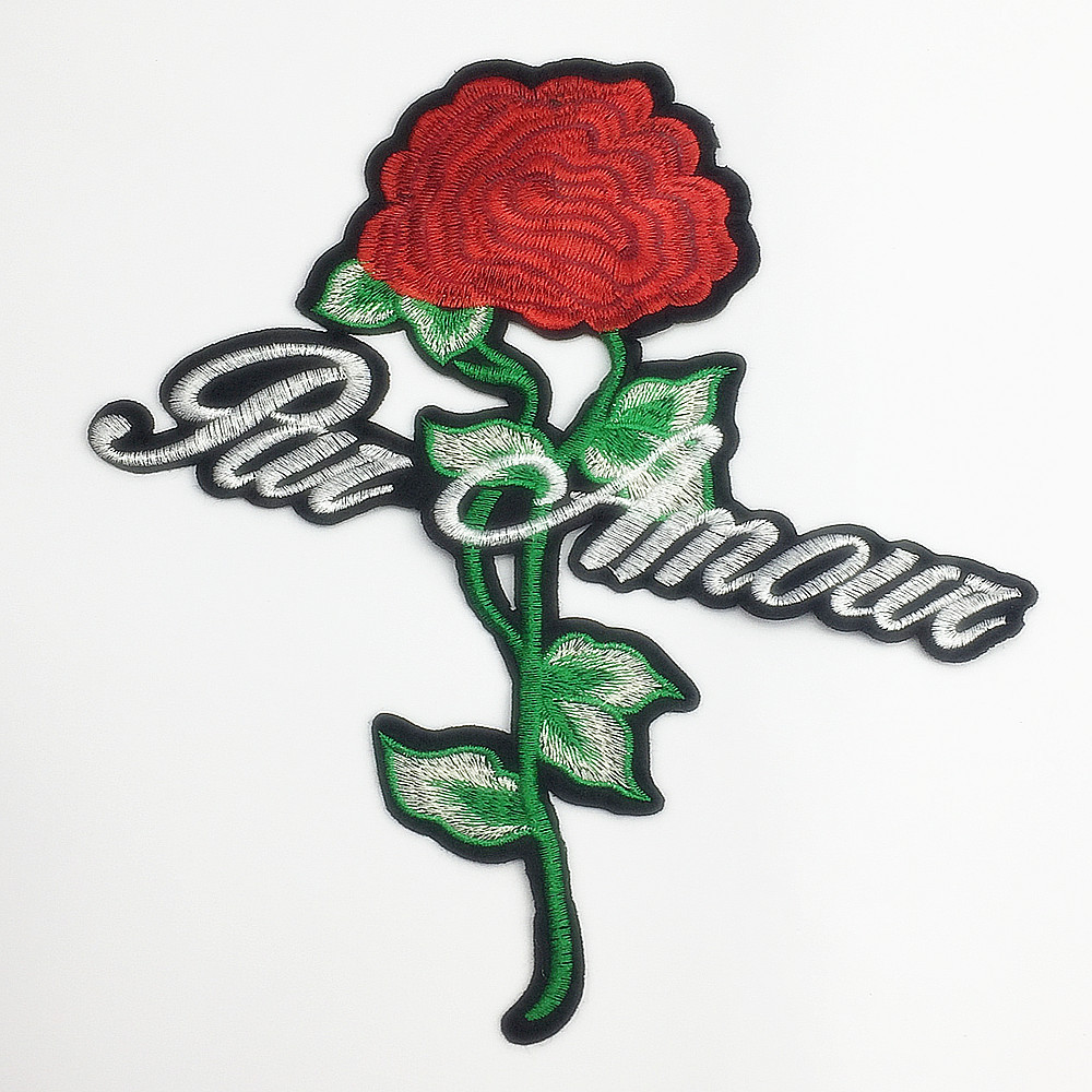 时尚diy英文玫瑰花大布贴衣服补丁t恤女装饰刺绣贴花补破洞个性