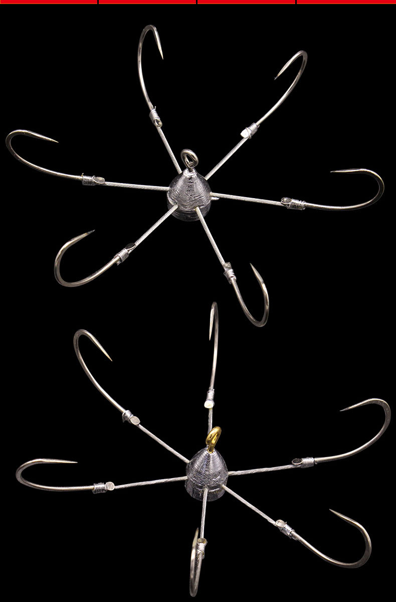 越南钢丝锚钩带铅6爪钩鱼钩带坠盘钩挂鱼螃蟹钩新型锚钩渔具批发