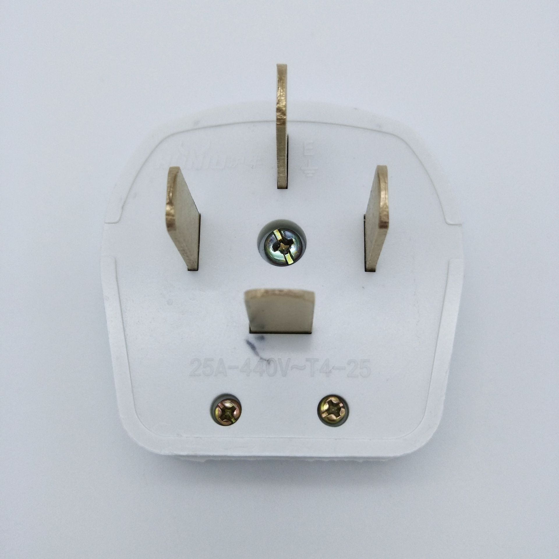 25a三相四线插头 白色胶木大功率工业插头 纯铜阻燃电玉粉四极插