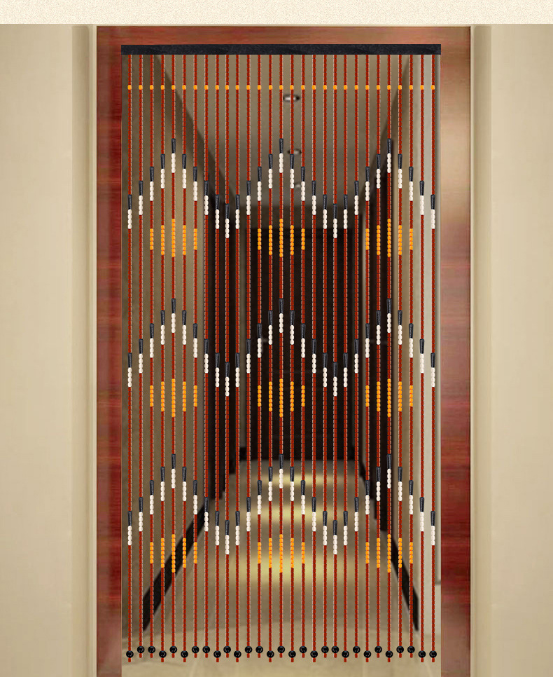 招财波纹梅花图案珠门帘 传统风水珠帘 实木珠帘门帘窗帘成品