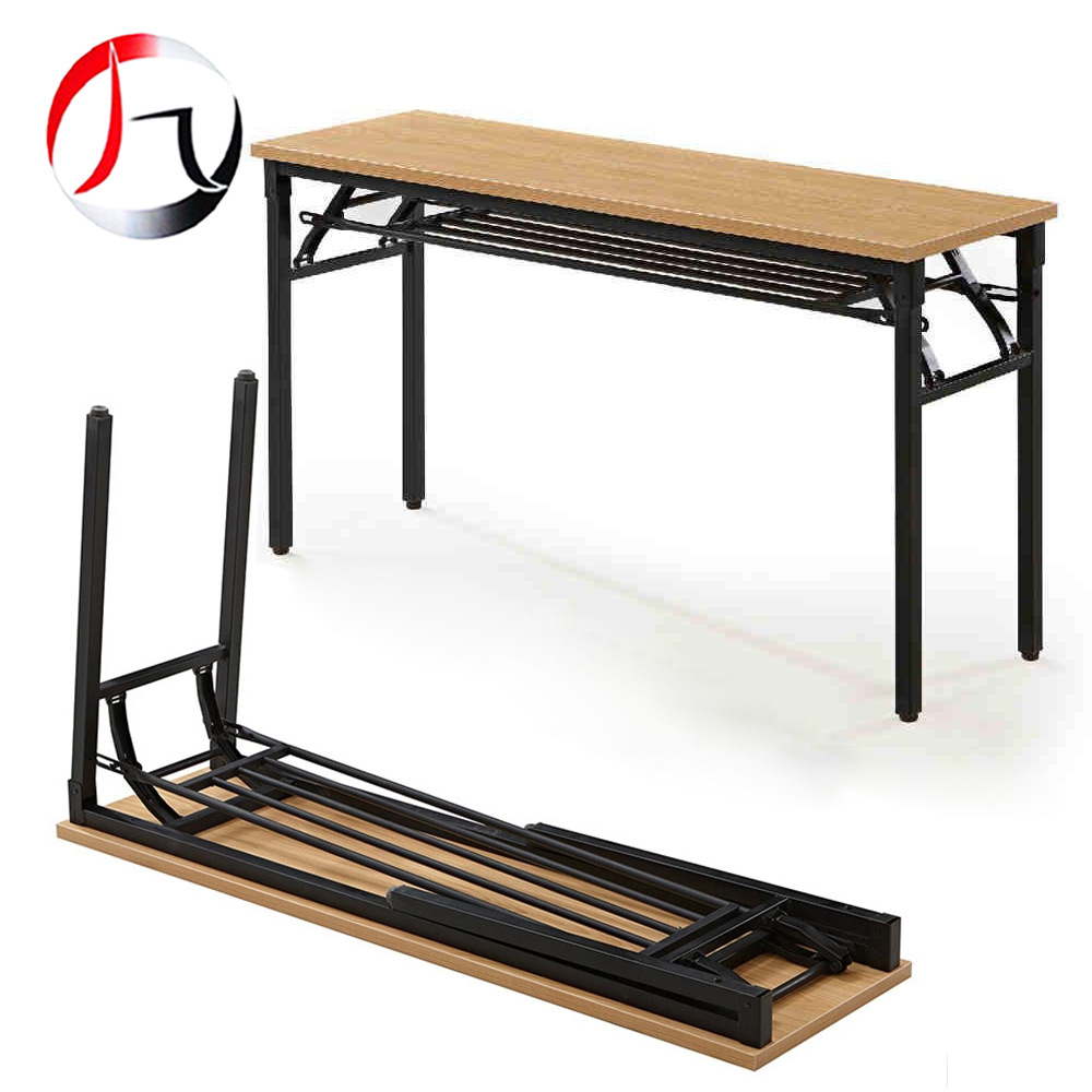 定制三聚氰胺板折叠桌子双弹簧加固折叠桌腿 夹板pvc酒店培训桌