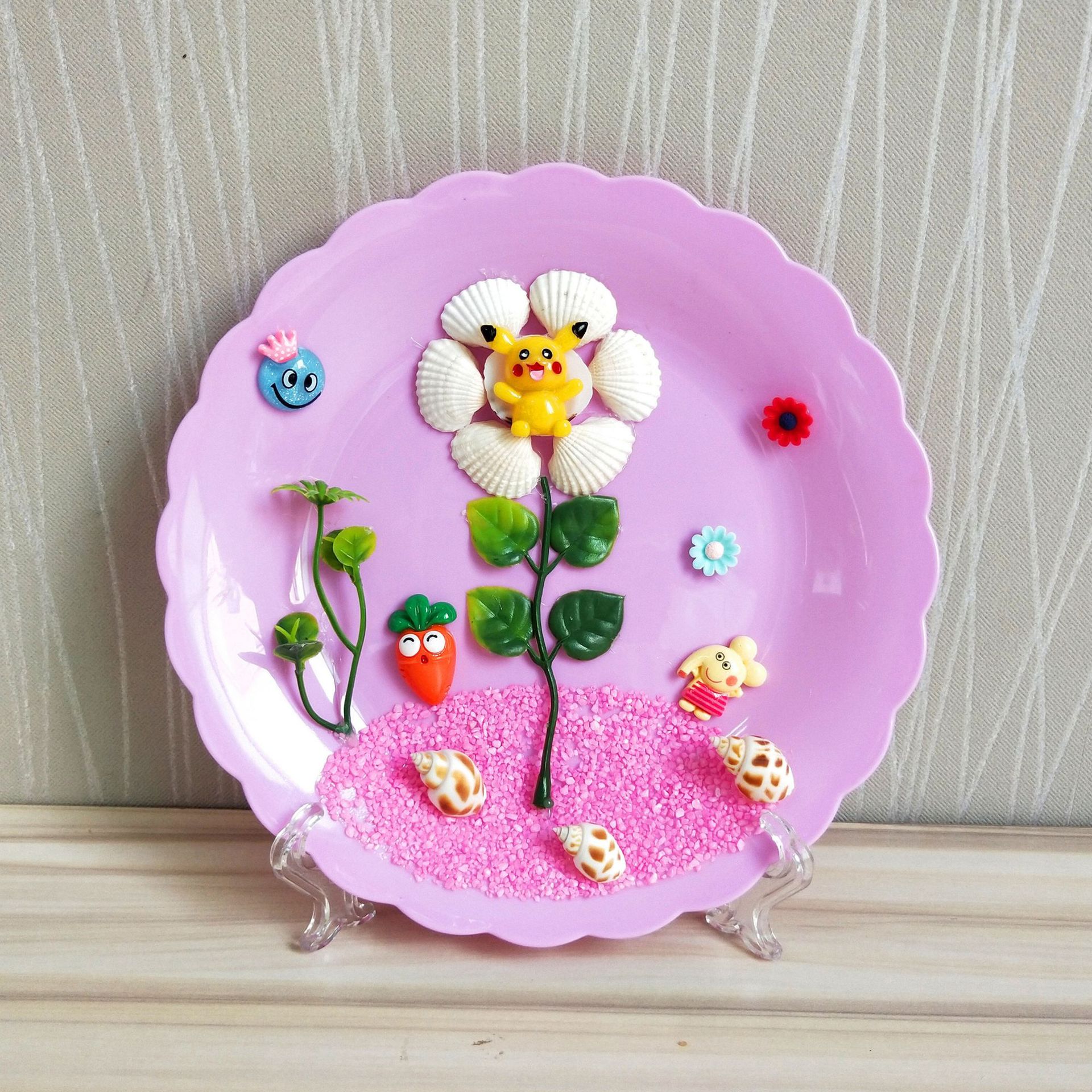 儿童益智手工diy天然贝壳海螺贴画材料包 创意手工粘贴贝壳画礼物