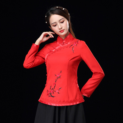 唐装女上衣秋冬款长袖复古时尚中式汉服刺绣端庄大气妈妈装旗袍