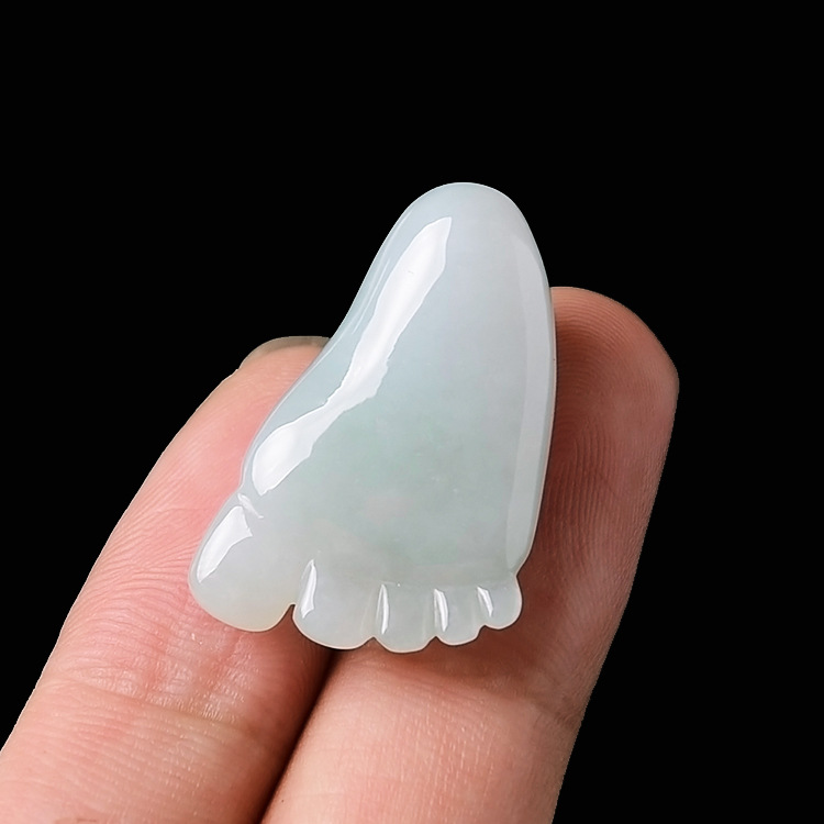 缅甸天然老坑冰糯种翡翠a货脚丫 保真时尚 玉坠知足常乐脚丫 包邮