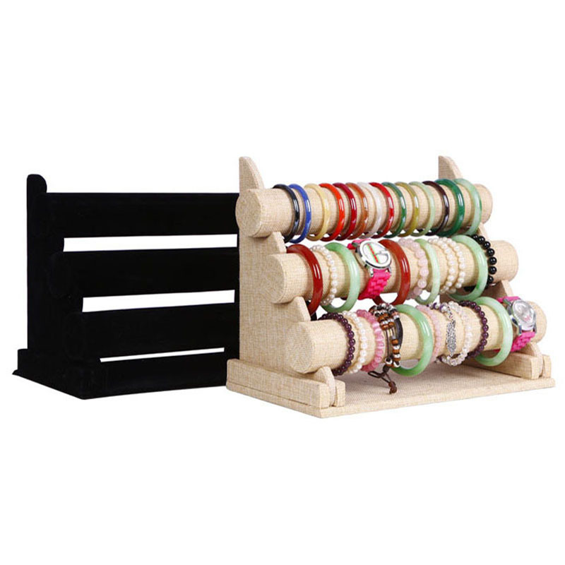 Beaded Suede Bracelet Stand Watch Stand Jewelry Rack Ornament Five-Layer Removable Three-Layer Bracelet Stand Shelf Display Stand