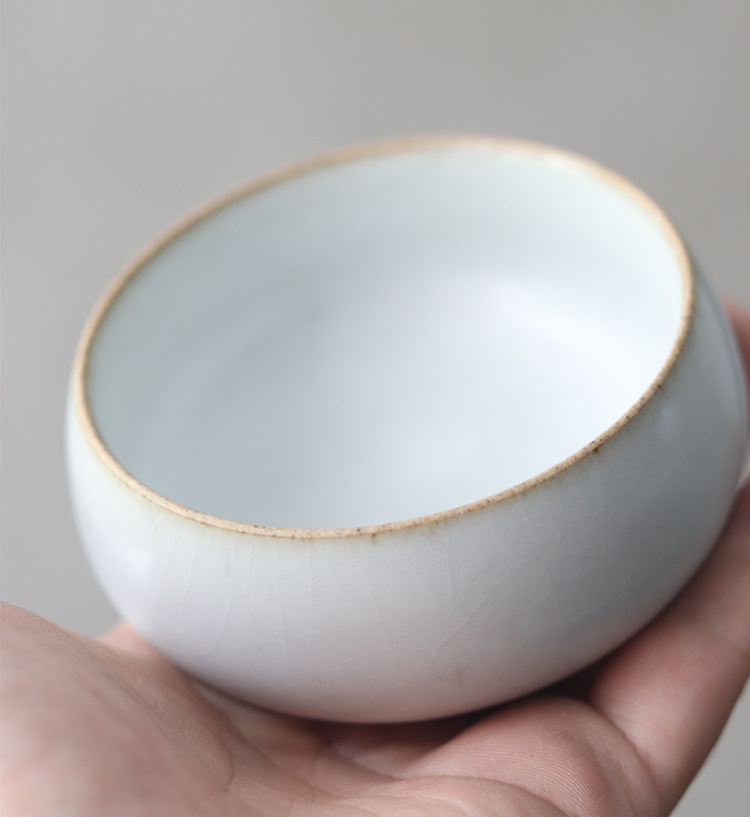 楚瓷景德镇手工汝窑品茗杯开片主人杯汝瓷白功夫茶杯大号普洱茶杯