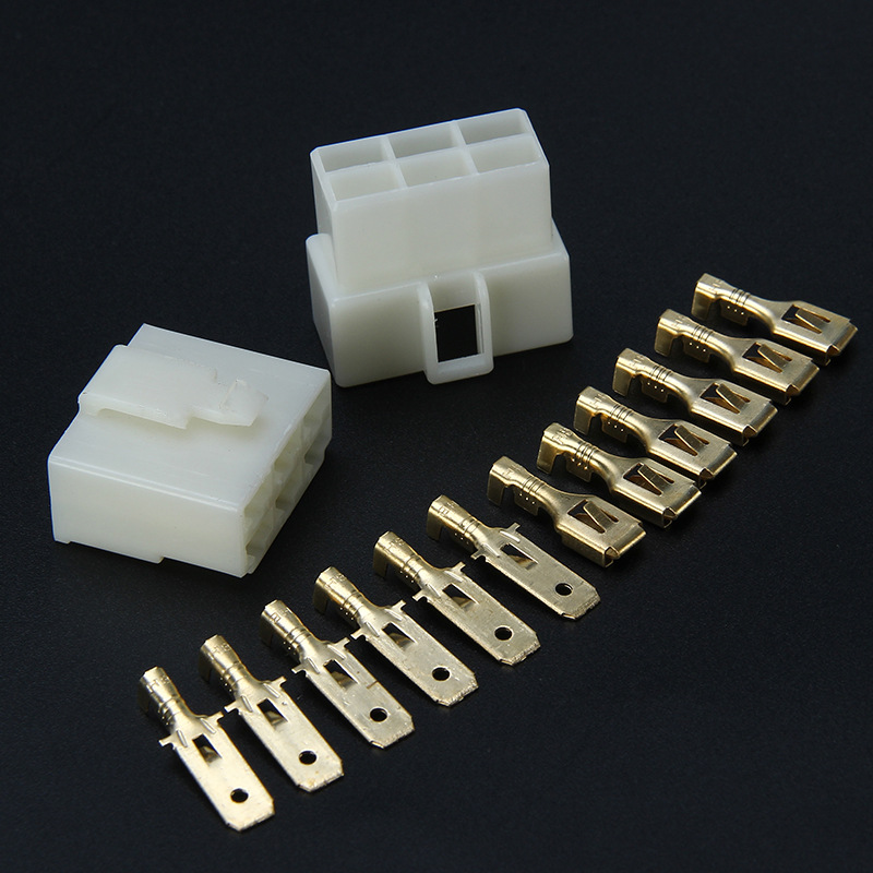 电线接头 公母端子 6.3mm六孔对插 6p接插件 汽车电动摩托用插头