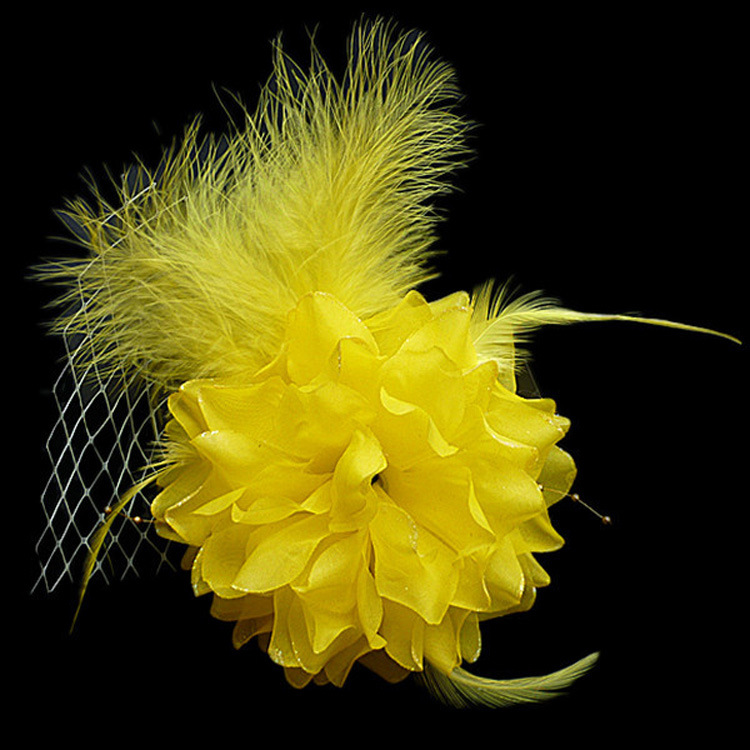 女童夸张羽毛蕾丝大花朵 儿童发夹头饰 六一表演头花 公主舞蹈花