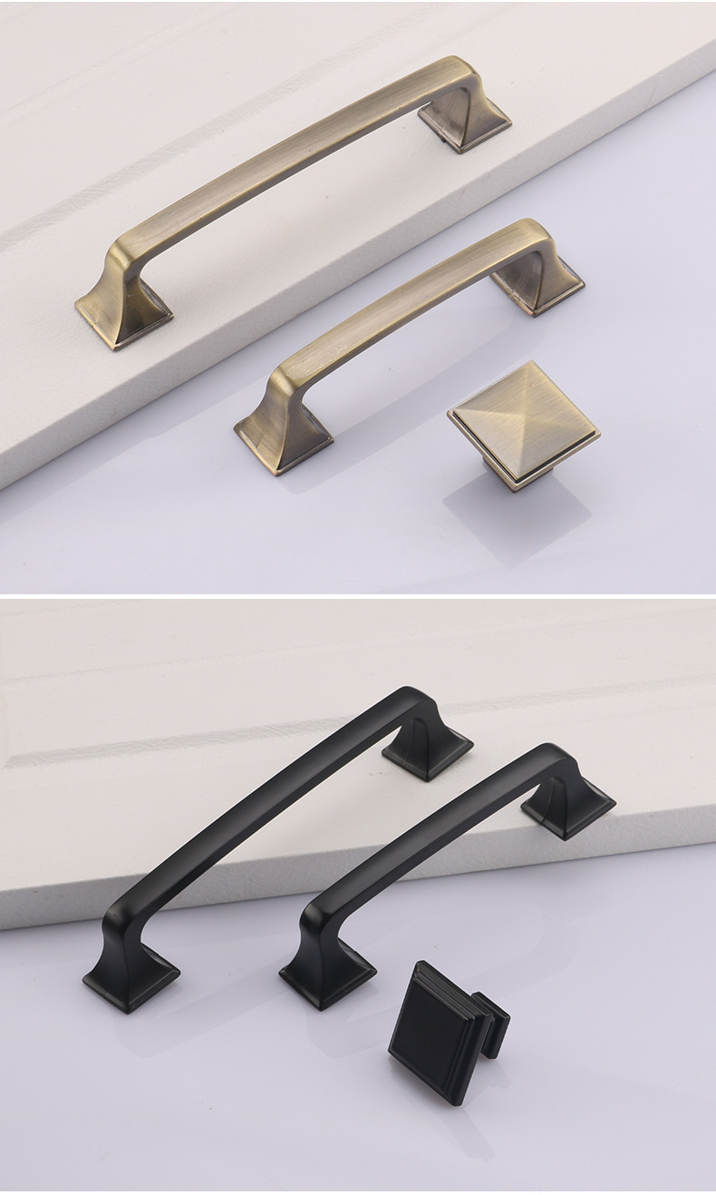 现代简约美式拉手方形欧式家具橱柜抽屉大衣柜门把手哑黑色小单孔