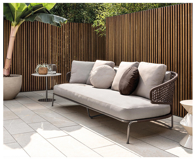 酒店工程 酒店铝合金户外家具 户外休闲编绳沙发 休闲沙发坐垫