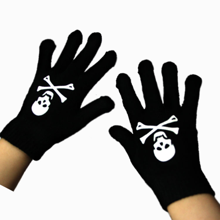 骷髅手套 半指 利爪男女保暖暖无指露指上网打字毛线 半截鬼爪